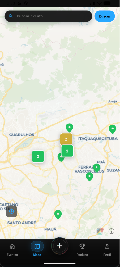 Tela de mapa do WebPipa